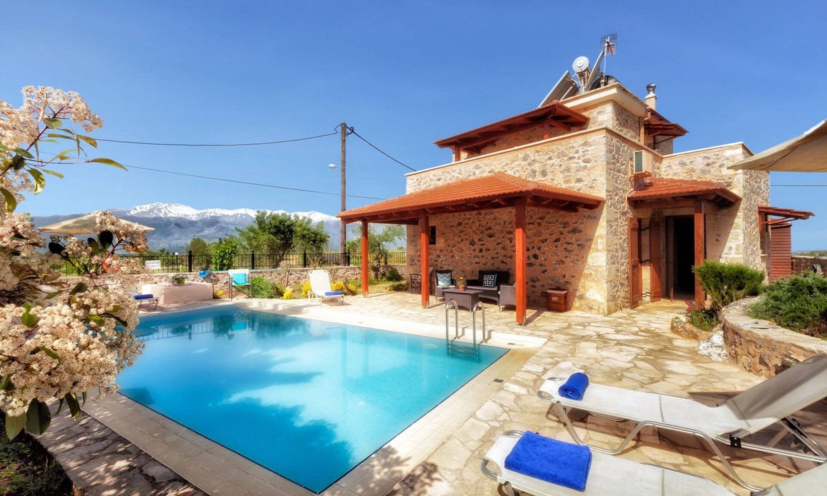 Apokoronas Villa | Eleonas stone villa with private pool, mountain views, serene location