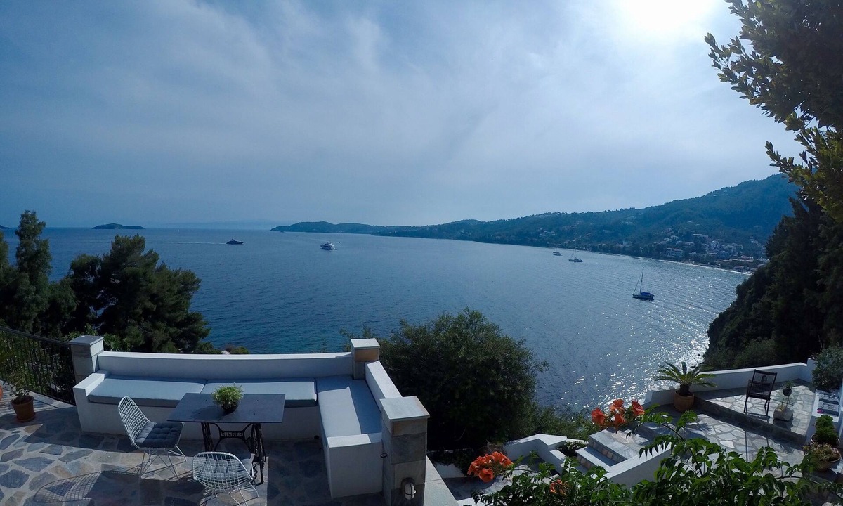 Skiathos Town House | Fully equipped seafront house with spectacular seaview & small beach right below