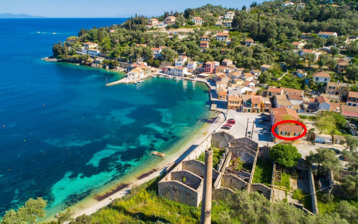 Longos Apartment | Limani: Walk to Beach, Sea Views, A/C, Car Not Required