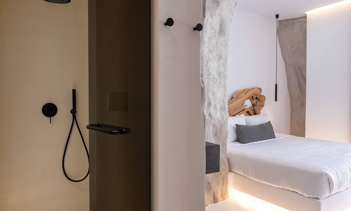 Mykonos Town Villa | Mykonos Town Black Villa with Cave Heated Pool