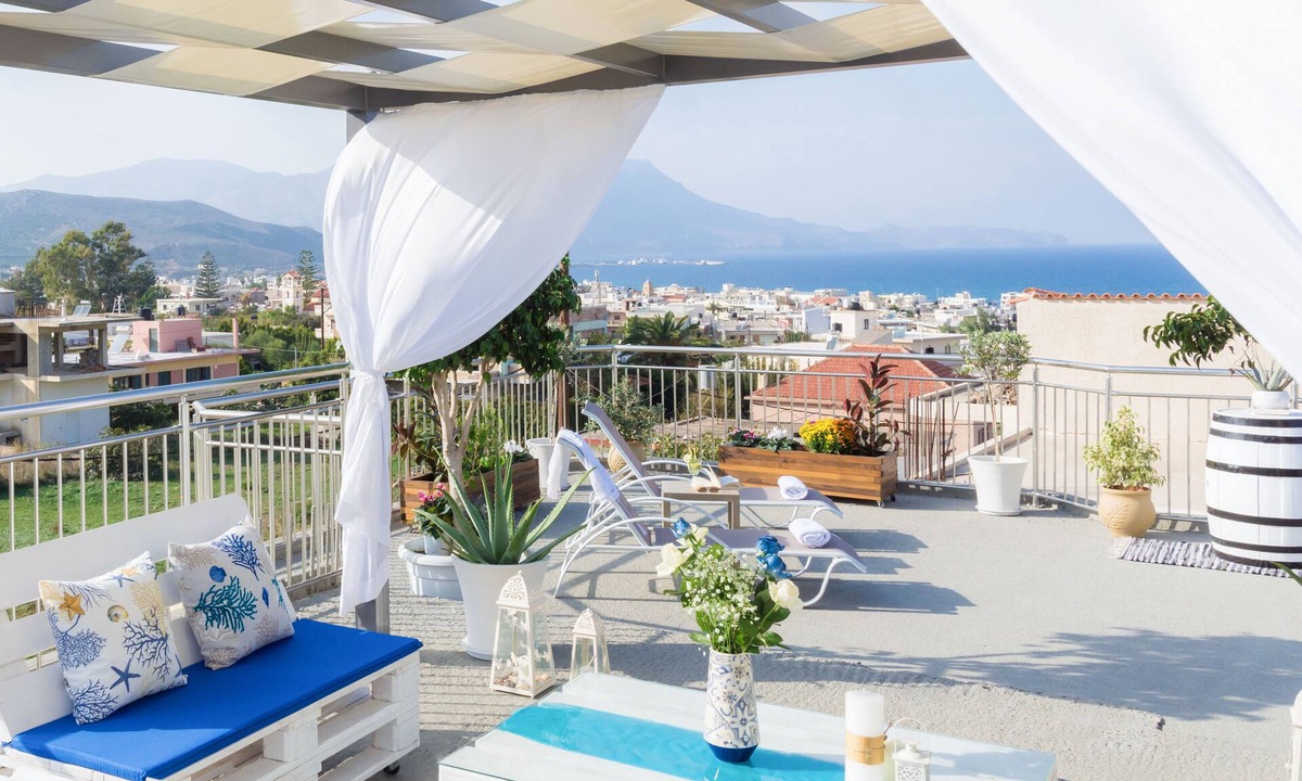 Kissamos Apartment | Rose Residence, luxury apartment-rooftop terrace with panoramic sea views