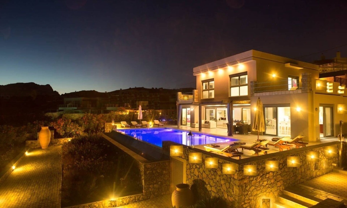 Pefkos Villa | TOP LUXURY 5 BEDROOM VILLA WITH PRIVATE HEATED POOL AND TENNIS COURT IN PEFKOS