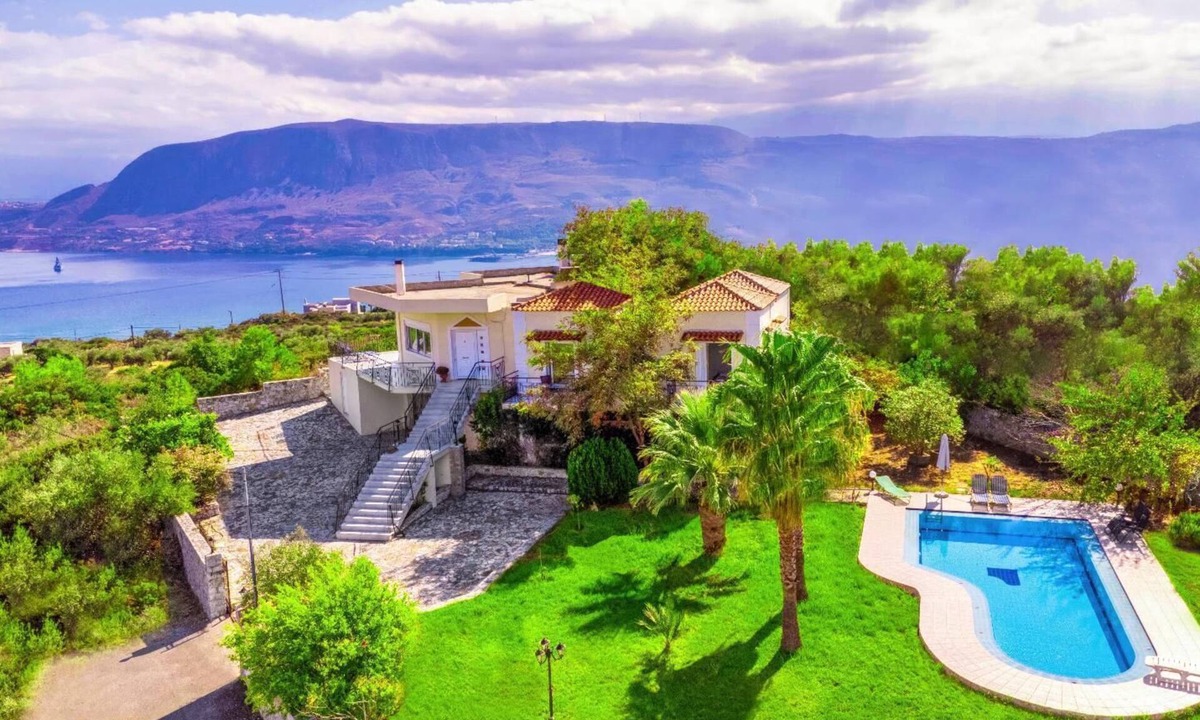 Pitharion Villa | Villa Afroditi near CHQ with Summer Pool, Wi Fi, Souda Bay Views, Garden Oasis