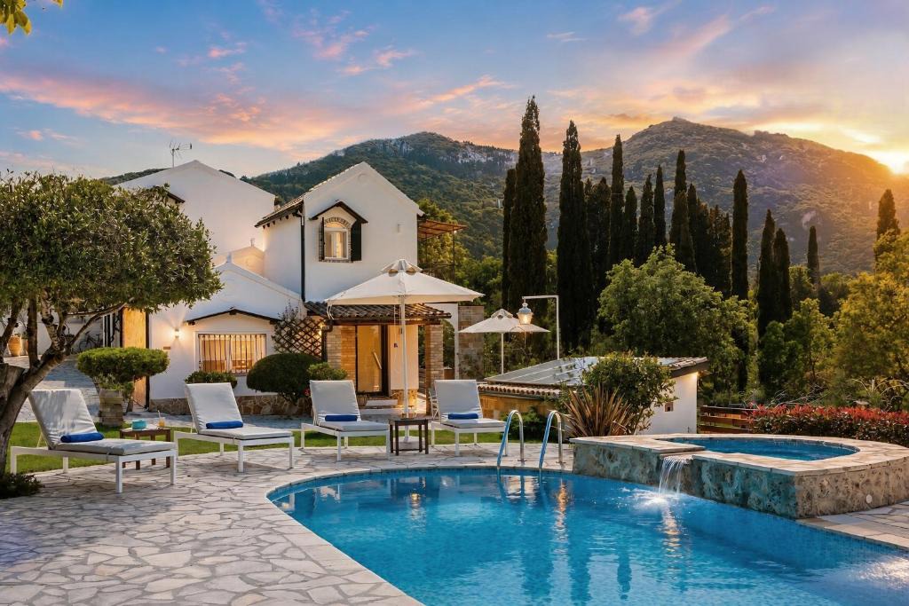 Dafnata Villa | Villa Claire Corfu - 10-Acre Private Pool Villa with Guesthouse
