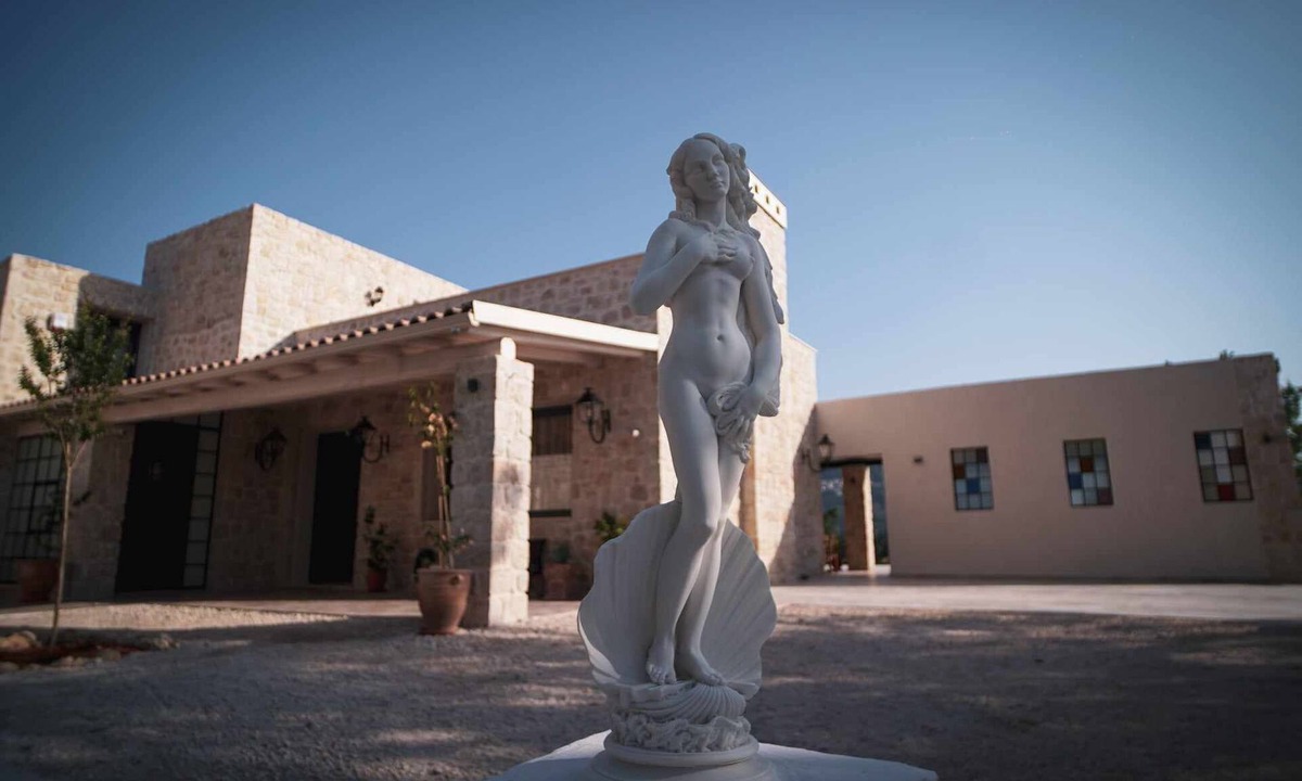 Achilleio Villa | Villa Stratos Corfu-New stone modern Villa with private pool and hot tub.