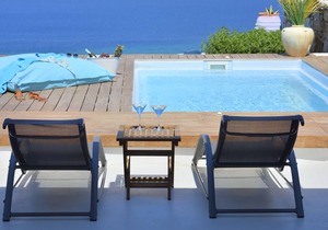 View of Panormos bay, private swimming pool, 700m from the organized beach