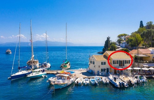 Longos Apartment | Spiros Jetty House: Walk to Beach, Sea Views, A/C, Car Not Required