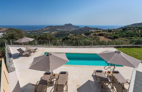 Mariou Villa | Aloni Villa with 180° SeaView, Private Pool & BBQ, 2km from Beach