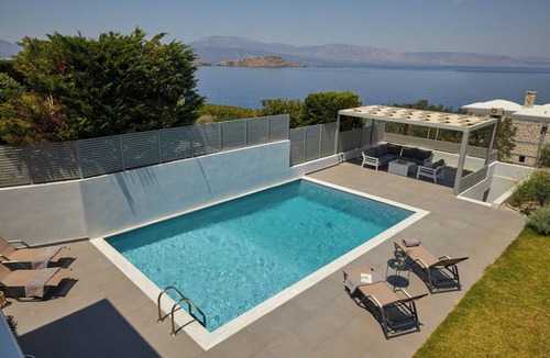 Katakali Villa | Beach front villa with private sea water pool & amazing sea view to Saronic golf
