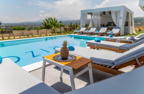 Adelianos Kampos Villa | Exclusive Crete Villa 4 Bedrooms Villa Blue Lavish Interiors Infinity Pool Incredible Sea Views Terrace With Bbq Gym Rethymno