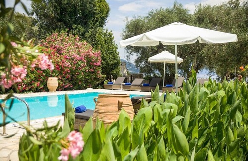Barbati Villa | Majestic Beach Front Villa, 10 mins walk to Barbati Village, A/C, Private Pool, Sea Front Patios!