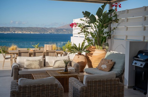 Kalyves Apartment | Minos 1, Amphimatrion Luxe Apt with private pool and Seaview, 750m to the beach