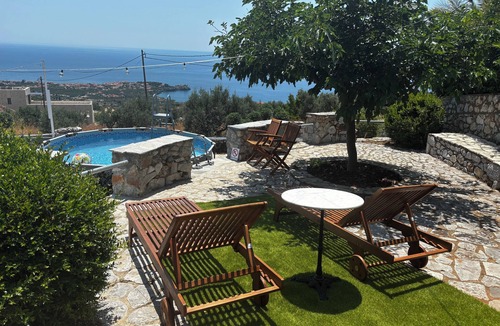 Lefktron Apartment | Pool, Amazing Sea View Master bedroom suite, King Bed, Outdoor Shower for 2