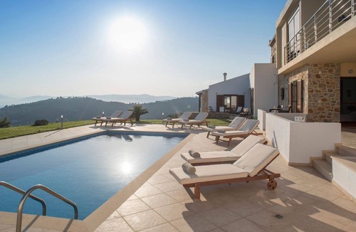 Agia Paraskevi Villa | R 1464 Villa B with Sunbeds, Verenda & Private Pool.