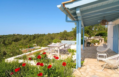 Mpogdanatika Villa | Renovated Cottage with Superb Views & Garden near Gaios and Beaches