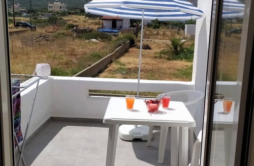 Milatos Beach Apartment | Right on the beach, panoramic sea view, mountain view, family friendly