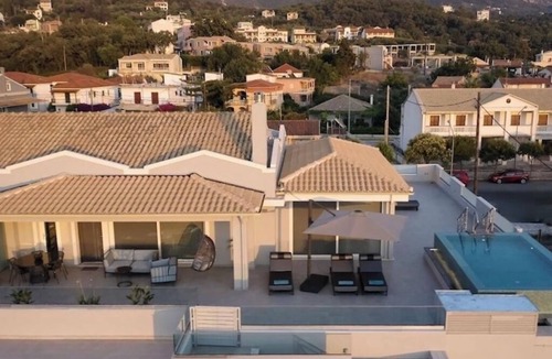 Acharavi Apartment | Rooftop Luxurious Suite with Sea Views and private pool, 600m from the beach