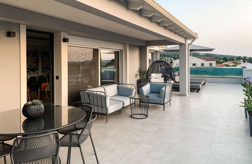 Acharavi Apartment | Rooftop Luxurious Suite with Sea Views and private pool, 600m from the beach