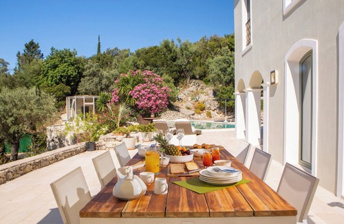 Evgiros Villa | Secluded Villa Amadeus with hammam, tennis court, BBQ & private pool
