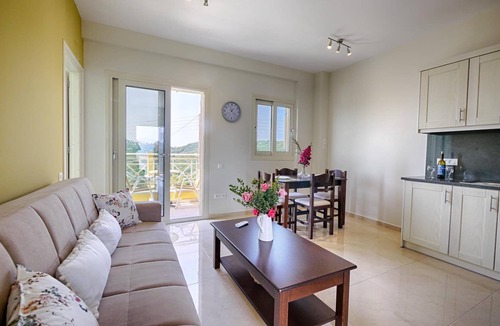 Termenades Apartment | Sofia Apartment 2 - Panoramic sea view over the entire bay of Agios Georgios Pagi
