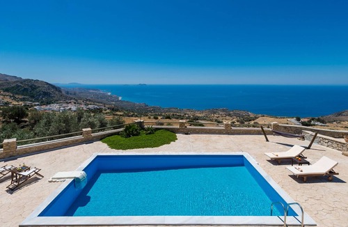 Vizari Villa | Super panoramic libyan seaview ,South Crete large private pool "Keramos Villa"