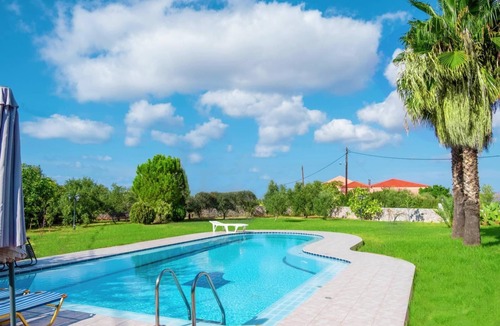 Pitharion Villa | Villa Afroditi near Airport with Pool, Free Wi Fi, Souda Bay Views, Garden Oasis