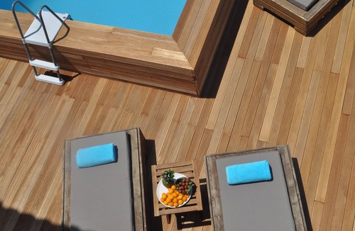Gennadi Villa | Villa Imerti-Private Beach-Heated Pool-Jacuzzi Spa & SunBeds in palm trees beach