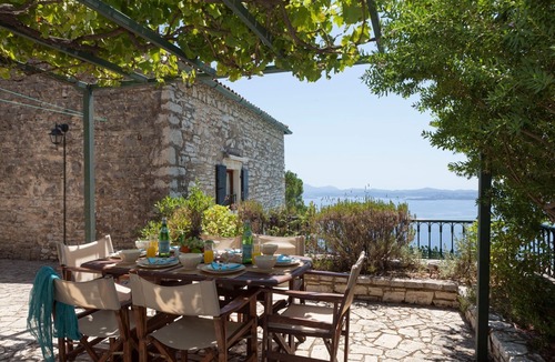 Barbati Villa | Villa Lithari - Olive Press: imposing sea & mountainside view by the pool