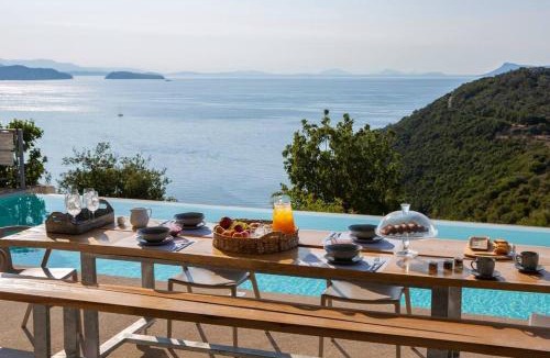 Evgiros Villa | Villa Posidonia of BLUE CAVES complex with perfect view & salt water pool