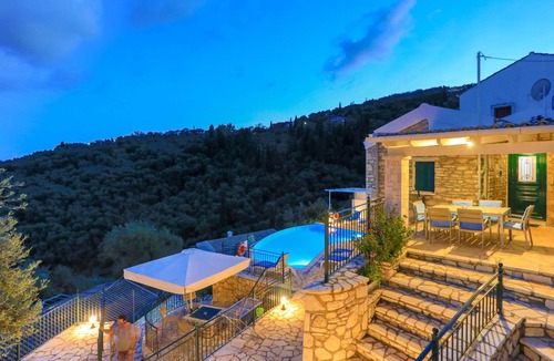Kavalleraina Villa | Villa Regina: Beautiful stone villa with panoramic sea views located above Agni Bay in Corfu