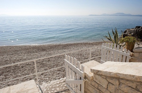 Katavolos House | Yellow house lower, Kaminaki Beach Corfu, ionian islands