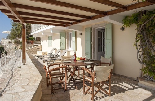 Katavolos House | Yellow house lower, Kaminaki Beach Corfu, ionian islands