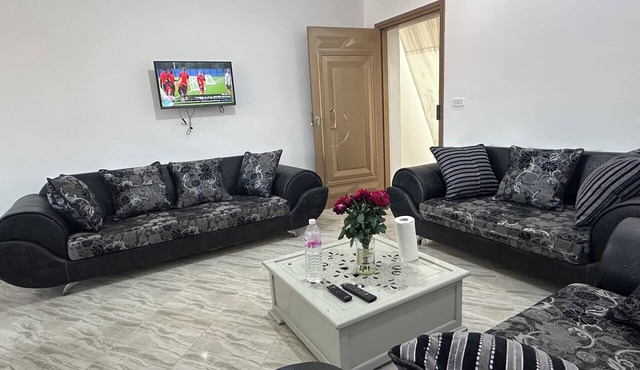 Apartment with living room and 2 bedrooms. Free Wi-Fi and private parking