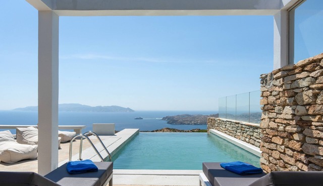 Stemma is a charming stone villa nestled on a hillside above Mylopotas