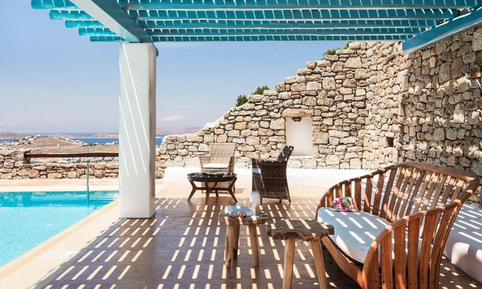 Paraga Villa | Excellent Mykonos Villa Villa Elpida 3 Bedrooms Stunning Sea Views Psarrou