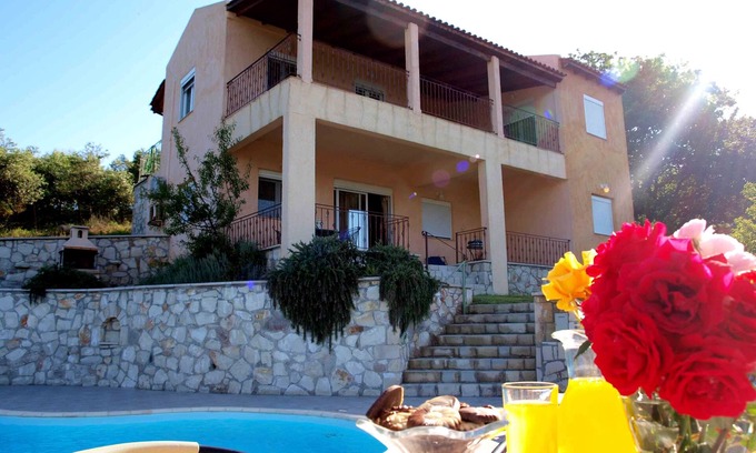 Nea Kydonia Villa | Peaceful and private family villa, big pool, wellness, views of sea and mountain