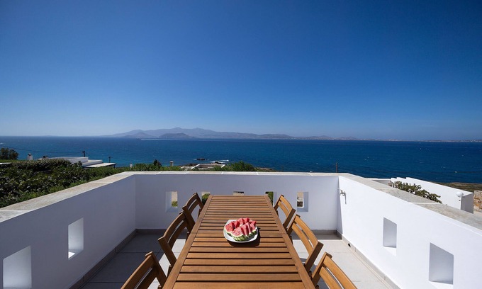 Stelida Villa | Stelida Sunset. Short walk to Prokopios beach. Aegean Blue, sky ,sea and relax