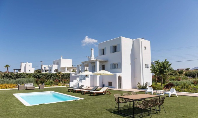 Naxos Villa | Stunning Naxos Villa | 5 Bedrooms | Villa Chawla | Spacious Outdoor Area with.