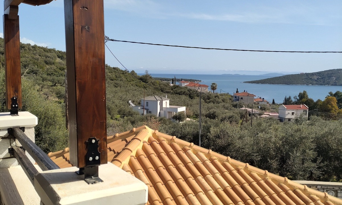 Pella Region Villa | Silent, sea view, breezy house in a seaside village with garden.Family friendly