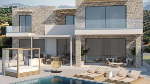 Argyrie Villas, luxury, amazing sea view, heated pool in Kalleryianá